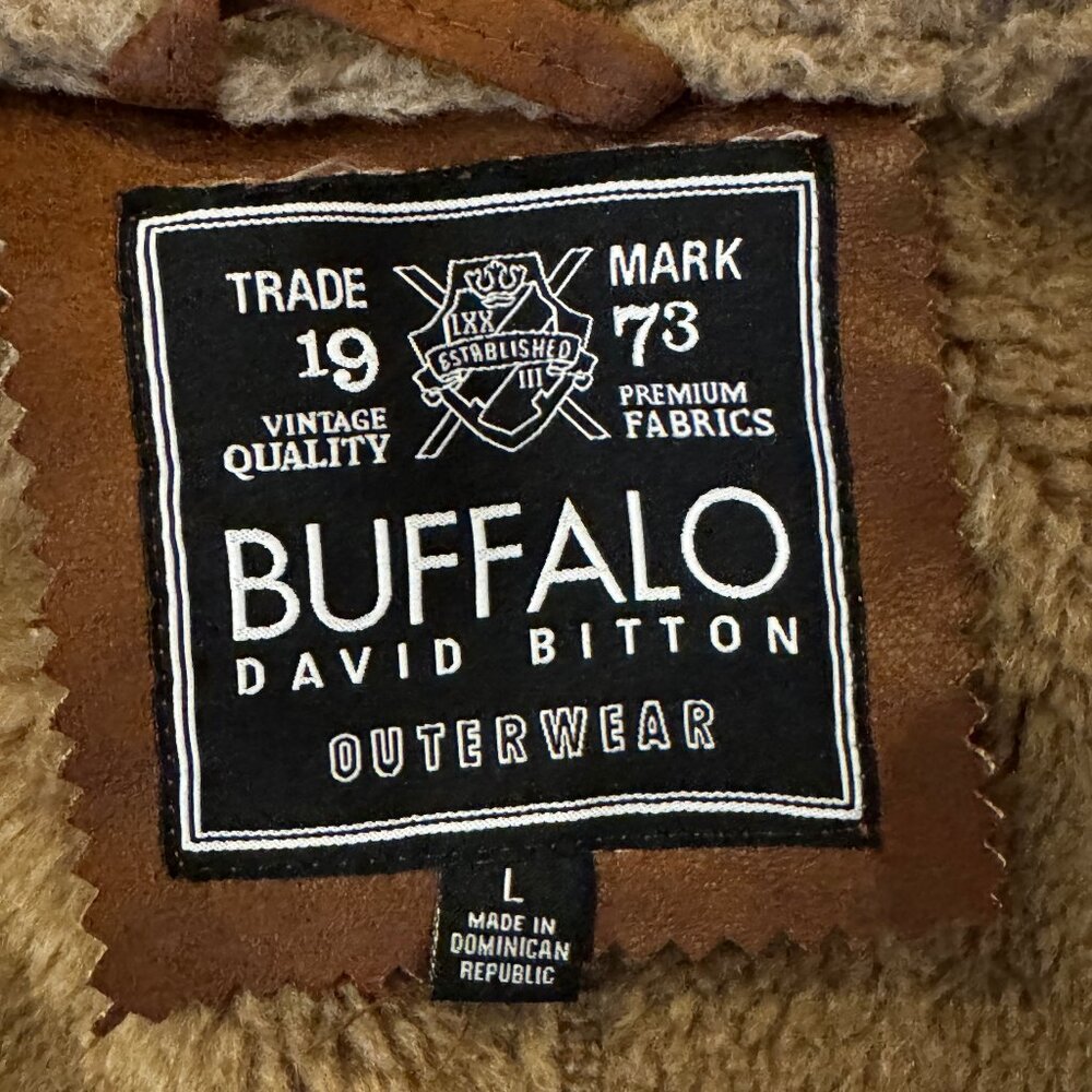 Like new! BUFFALO David Bitton Faux Leather Shearling Coat Size Large - Picture 5 of 13